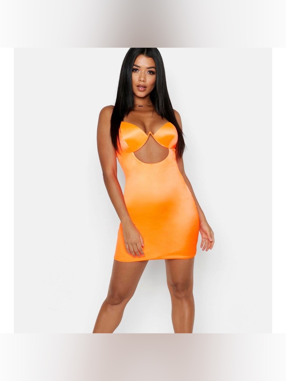 Orange Cutout Bodycon Mini Dress
